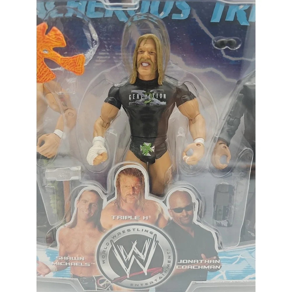 WWE Treacherous Trios Shawn Michaels Triple H Jonathan Coachman Figures Jakks 06